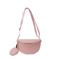 Pink woven crossbody bag with wave-patterned strap and mini coin purse charm set - Pink