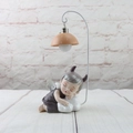 Cute resin demon boy sleeping on white cloud with warm LED night light decoration - Keller Dream Light Style A (1046-6)