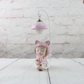 Pink angel girl night light on cloud base with cat ears and wings decorative resin lamp - Aisha Dream Light Style B (1046-6)