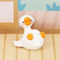 Cute white goose resin figurine with headphones for car dashboard and desk decor - Wearing Headphones Style