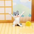 Cute husky dog figurine pen holder stand for desk decoration in a cozy room setting - Husky