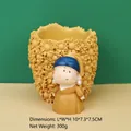 Yellow sunflower embossed storage bucket with Girl with a Pearl Earring design - Sunflower Pen Holder / 10x7.3x7.5cm