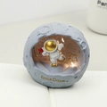 Astronaut on moon night light with warm LED string and Space Dream gold lettering - Gray Astronaut Planet Light