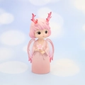 Pink angel girl ornament with deer antlers and cherry blossom for car and room decor - Pink Standing with Flower (5A)