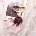 Elegant floral and polka dot skinny scarf on magazine, stylish spring accessory - TLP-18 Dot Pink Edge