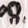 Fashionable black and white silk square scarf with all-over D letter monogram pattern - 70*70cm / Black