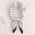 Fashionable black and white silk scarf with repeating D-letter pattern and black borders - 70*70cm / White
