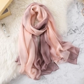 Sciarpa sfumata rosa e lavanda con una delicata trama a pieghe in chiffon - 140*170cm / Sfumato Caffè Chiaro Rosa
