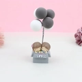Cartoon couple cake topper with black and white balloons and life is SIMPLE text - Grey Balloon Couple in Box