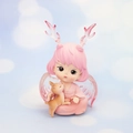 Pink angel girl with deer car ornament figurine for cute aesthetic room decoration - Pink Sitting Holding Deer (6D)