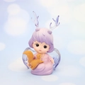 Dreamy purple angel girl figurine with deer horns holding a squirrel for car decor - Purple Sitting Holding Squirrel (6C)