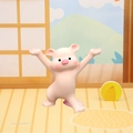 Cute pink pig pen holder figurine with open arms for desk decoration - Pig