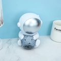 Astronaut piggy bank with silver visor sitting and holding a grey textured moon - S / Silver Face Small