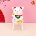 Lucky cat car ornament with gold ingot and red bell for dashboard and desk decoration - Lying Lucky Cat with Ingot (B)