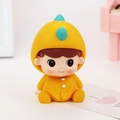 Cute cartoon baby in yellow dinosaur onesie figurine for car and desktop decoration - Shaking Head Dinosaur Boy (7B)