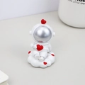 Creative resin astronaut figurine holding a red heart on white cloud base for car decor - Heart Romance Style (Style C)