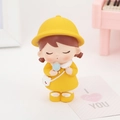 Cute girl doll figurine wearing yellow sun hat and dress, perfect for desk decoration - Band Style Girl (3A)