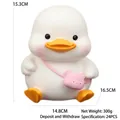 White duck money box with pink bear bag, 15cm height, durable vinyl saving bank - Small White Style (2568-32A)
