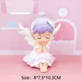 Cute purple hair ballerina girl resin figurine with white wings and petal dress decor - 14C Purple Bun Hair Style (14C)