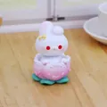 Cute white Tulip Rabbit bobblehead ornament for car dashboard or office desk decor - Tulip Rabbit Shaking Head Ornament (Pink Base)