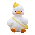 Simpatica statuetta di anatra bianca con cappello giallo e borsa a tracolla abbinata - Grande Ornamento Anatra Bianca - Cappello da Sole con Stile Borsa