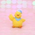 Cute yellow duck figurine with blue nightcap and scarf for car or desk decor - Mini Yellow Duck with Blue Sleeping Hat and Scarf