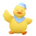 Simpatico papero giallo con berretto da notte blu e sciarpa per auto o scrivania - Mini Anatra Gialla - Berretto da Notte Blu Sciarpa