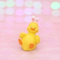Cute yellow duck figurine with rabbit ears, creative resin desk decor and cake topper - Mini Yellow Duck with Pink White Rabbit Ears