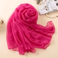Detail of elegant rose red pleated chiffon scarf with textured wrinkle fabric finish - Rose Red