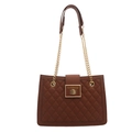 Classic dark brown quilted chain crossbody bag with golden hardware and flap closure - Brown