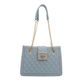Borsa a tracolla trapuntata azzurra con catena dorata e chiusura in metallo elegante - Blu