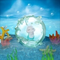Cute mermaid night light with soft glowing coral reef base for kids bedroom decor - Blue Sea Elf Bunny