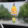 Cute Shiba Inu car charm with Ping An Xi Le tag hanging on car rearview mirror - Style A Yellow Shiba Inu