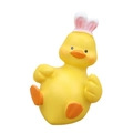 Simpatica statuetta anatra gialla con orecchie da coniglio rosa per auto e scrivania - Mini Anatra Gialla - Orecchie di Coniglio Rosa