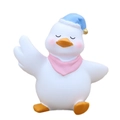 Simpatica papera in resina con berretto e sciarpa per auto e scrivania da ufficio - Mini Anatra Bianca - Berretto da Notte Blu Sciarpa Rosa