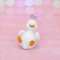 Cute white duck ornament with pink rabbit ears for car dashboard and desk decor - Mini White Duck with Pink Rabbit Ears