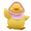 Simpatica statuetta di anatra gialla con mantello rosa per auto e scrivania - Grande Anatra Gialla - Mantello con Cappuccio Rosa