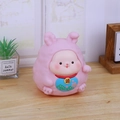 Pink Chinese style rabbit money box bank with golden lucky charm on wooden table - Light Pink (Luck Style)