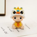 Lindo adorno de muñeco de danza de león chino para tablero en atuendo amarillo - Estilo Danza del León Amarillo (5C)
