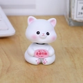 Cute white nodding cat resin ornament with positive message on wooden desk decor - Shaking Head Cat Style (2266A)