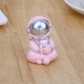 Pink resin astronaut figurine holding a white cat for desk or car interior decor - Astronaut Hugging Cat Style 2A