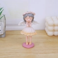 Cute angel girl figurine ornament with heart base for bedroom desktop decoration - Closed Eyes Rest Head Style (Style A)
