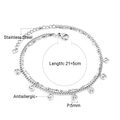 Cavigliera doppia in acciaio inossidabile argento con ciondoli a vortice da 5mm e chiusura - Tondo Vuoto (AN110101S)