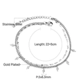 Cavigliera a doppio strato in acciaio inossidabile con ciondoli a fulmine e catena 22+5cm - Fulmine (AN109901S)
