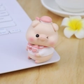 Cute pink pig ornament wearing a white shirt and bow tie for car and desk decor - Pink Obedient Style (2C)