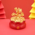 Lucky money bag and golden coin tree ornament in red and gold finish - Fortune Bag Money Tree