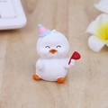 Cute cartoon duck figurine with party hat and red heart for office desk decoration - Party Hat with Flag - White