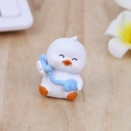 Simpatica statuetta di anatra bianca con telefono retrò blu per decoro scrivania - Stile Composizione Telefonica - Bianco
