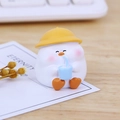 Cute duck desk ornament wearing a yellow straw hat and drinking from a blue cup - Style A Milk Tea Duck Mini Ornament