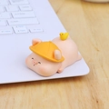 Cute pink pig desktop ornament with a yellow bird on its back for office decor - Lying Style with Chick (Small D)